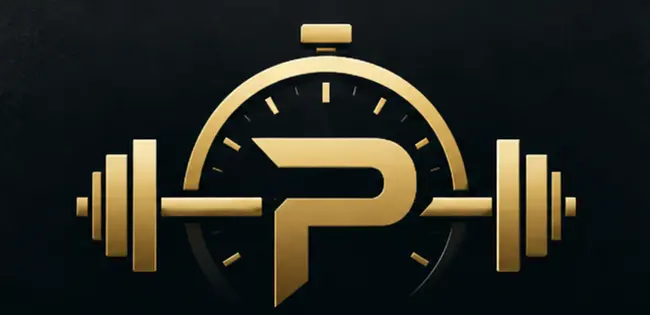 Prine Time Fitness stopwatch and barbell emblem